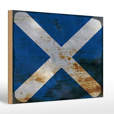 Cartello in legno bandiera Scozia 30x20cm Bandiera Scozia ruggine