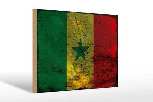 Holzschild Flagge Senegal 30x20cm Flag of Senegal Rost