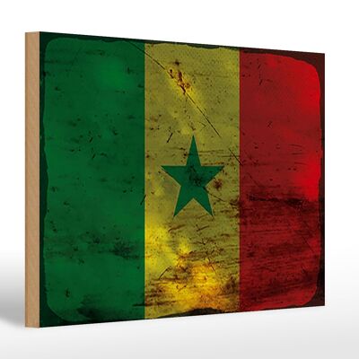 Letrero de madera bandera Senegal 30x20cm Bandera de Senegal óxido