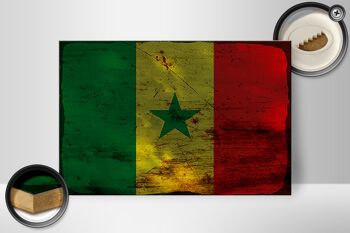 Panneau en bois drapeau Sénégal 30x20cm Drapeau du Sénégal rouille 2