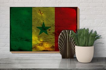 Panneau en bois drapeau Sénégal 30x20cm Drapeau du Sénégal rouille 3