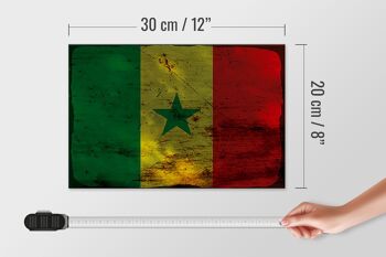 Panneau en bois drapeau Sénégal 30x20cm Drapeau du Sénégal rouille 4
