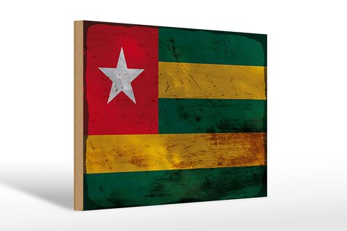 Holzschild Flagge Togo 30x20cm Flag of Togo Rost
