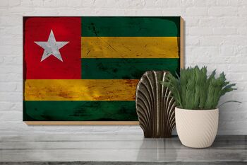 Panneau en bois drapeau Togo 30x20cm Drapeau du Togo rouille 3