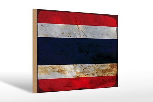 Holzschild Flagge Thailand 30x20cm Flag of Thailand Rost