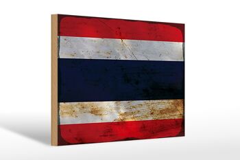 Panneau en bois drapeau Thaïlande 30x20cm Drapeau de la Thaïlande rouille 1