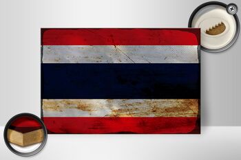 Panneau en bois drapeau Thaïlande 30x20cm Drapeau de la Thaïlande rouille 2