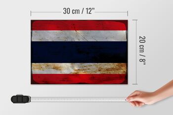 Panneau en bois drapeau Thaïlande 30x20cm Drapeau de la Thaïlande rouille 4