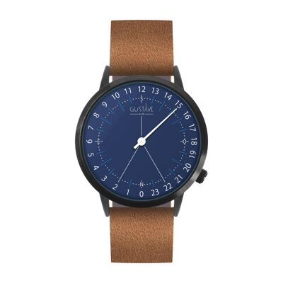 Reloj Antoine Bleue 24H - Correa de cuero marrón