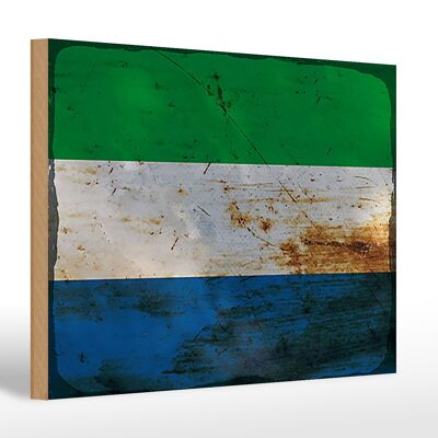 Letrero de madera bandera Sierra Leona 30x20cm Sierra Leona óxido