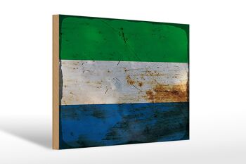Panneau en bois drapeau Sierra Leone 30x20cm Sierra Leone rouille 1