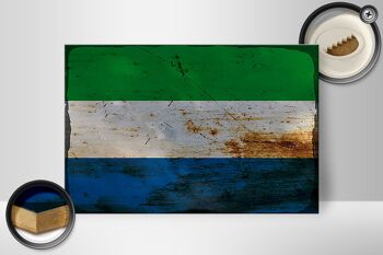 Panneau en bois drapeau Sierra Leone 30x20cm Sierra Leone rouille 2