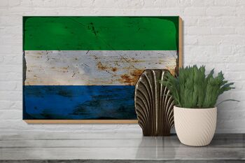 Panneau en bois drapeau Sierra Leone 30x20cm Sierra Leone rouille 3