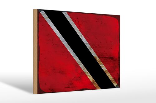 Holzschild Flagge Trinidad und Tobago 30x20cm Flag Rost