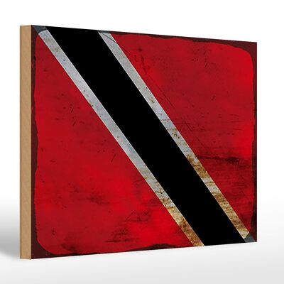 Letrero de madera bandera Trinidad y Tobago 30x20cm bandera óxido