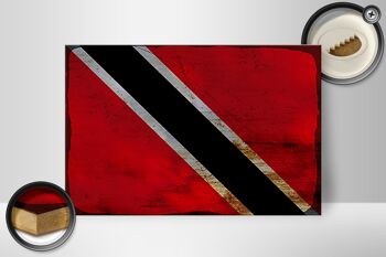 Panneau en bois drapeau Trinité-et-Tobago 30x20cm drapeau rouille 2