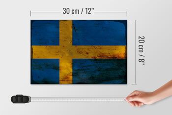 Panneau en bois drapeau Suède 30x20cm Drapeau de la Suède rouille 4