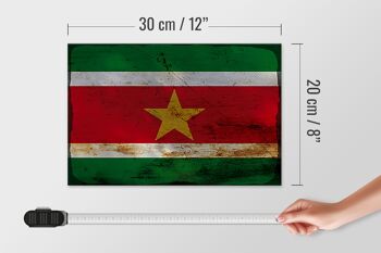 Panneau en bois drapeau Suriname 30x20cm Drapeau du Suriname rouille 4