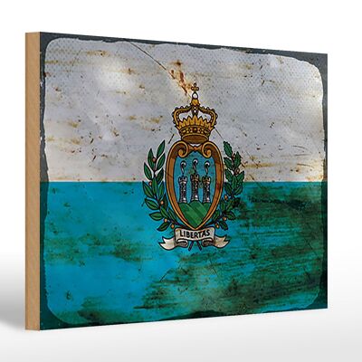 Letrero de madera bandera San Marino 30x20cm San Marino óxido