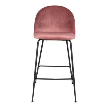 Chaise de bar Lausanne - Chaise de bar rose en velours w. pattes noires HN1214 3
