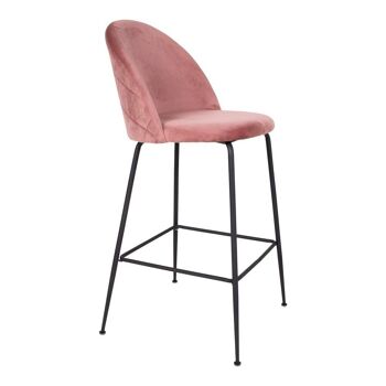 Chaise de bar Lausanne - Chaise de bar rose en velours w. pattes noires HN1214 4