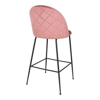 Chaise de bar Lausanne - Chaise de bar rose en velours w. pattes noires HN1214 5