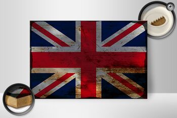 Panneau en bois drapeau Union Jack 30x20cm Royaume-Uni rouille 2