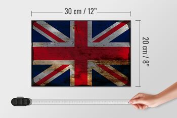 Panneau en bois drapeau Union Jack 30x20cm Royaume-Uni rouille 4