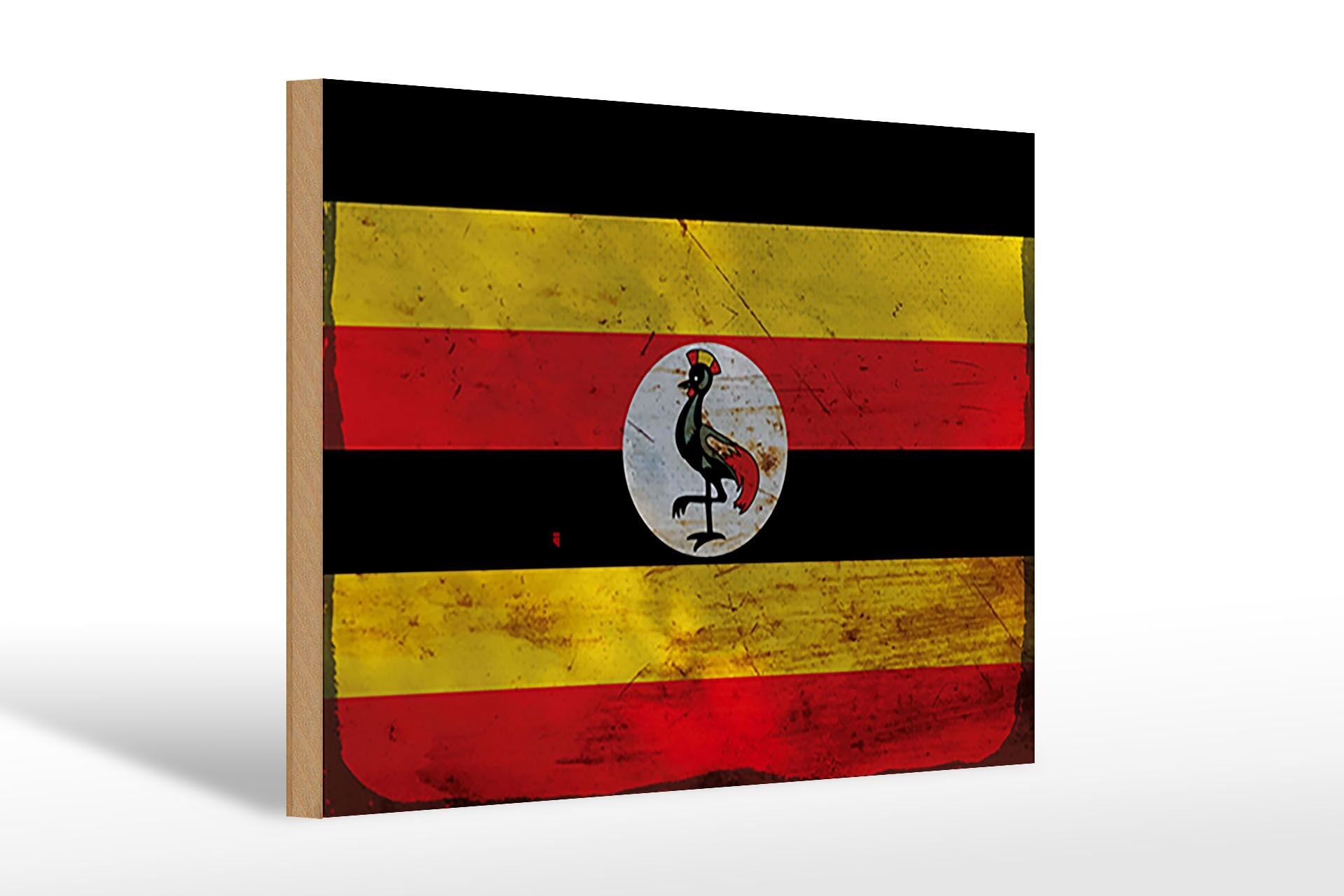 Wooden sign Flag of Uganda 30x20cm Flag of Uganda Rust