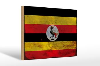 Panneau en bois drapeau Ouganda 30x20cm Drapeau de l'Ouganda rouille 1