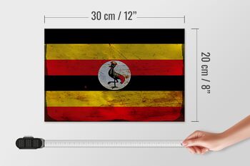 Panneau en bois drapeau Ouganda 30x20cm Drapeau de l'Ouganda rouille 4