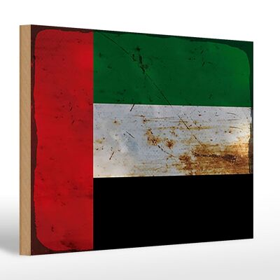 Cartello in legno bandiera Emirati Arabi 30x20cm bandiera ruggine