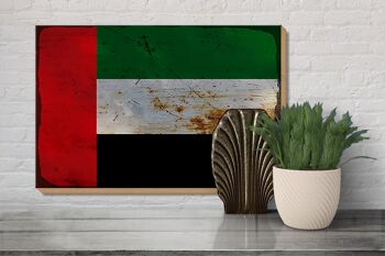 Panneau en bois drapeau des Émirats Arabes 30x20cm drapeau rouille 3