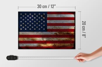 Panneau en bois drapeau États-Unis 30x20cm États rouille 4