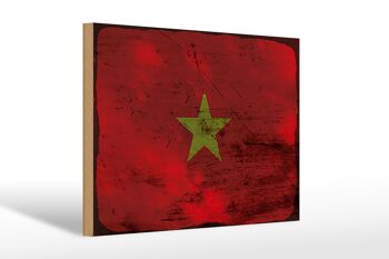 Panneau en bois drapeau Vietnam 30x20cm Drapeau du Vietnam rouille 1