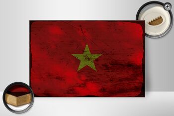 Panneau en bois drapeau Vietnam 30x20cm Drapeau du Vietnam rouille 2