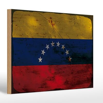 Letrero de madera bandera Venezuela 30x20cm Bandera Venezuela óxido