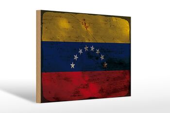 Panneau en bois drapeau Venezuela 30x20cm Drapeau Venezuela rouille 1