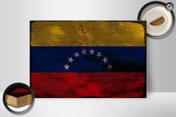 Panneau en bois drapeau Venezuela 30x20cm Drapeau Venezuela rouille 2