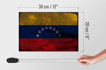 Panneau en bois drapeau Venezuela 30x20cm Drapeau Venezuela rouille 4