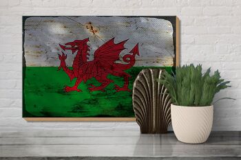 Panneau en bois drapeau du Pays de Galles 30x20cm Drapeau du Pays de Galles rouille 3