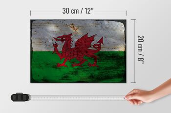 Panneau en bois drapeau du Pays de Galles 30x20cm Drapeau du Pays de Galles rouille 4