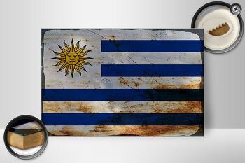 Panneau en bois drapeau Uruguay 30x20cm Drapeau de l'Uruguay rouille 2