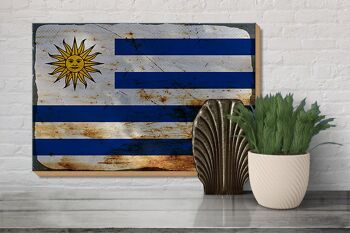 Panneau en bois drapeau Uruguay 30x20cm Drapeau de l'Uruguay rouille 3