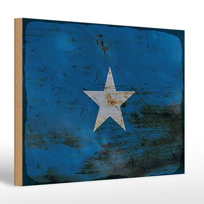 Letrero de madera bandera Somalia 30x20cm Bandera de Somalia óxido