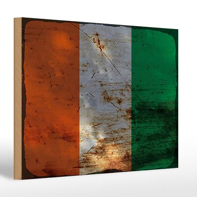 Holzschild Flagge Elfenbeinküste 30x20cm Ivory Coast Rost