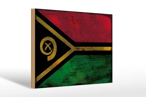 Holzschild Flagge Vanuatu 30x20cm Flag of Vanuatu Rost