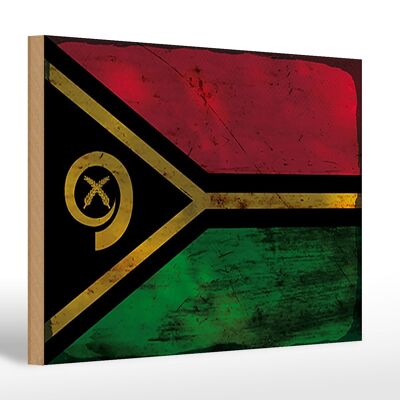Cartello in legno bandiera Vanuatu 30x20cm Bandiera di Vanuatu ruggine