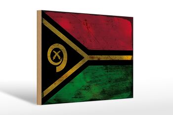Panneau en bois drapeau Vanuatu 30x20cm Drapeau du Vanuatu rouille 1