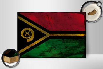 Panneau en bois drapeau Vanuatu 30x20cm Drapeau du Vanuatu rouille 2